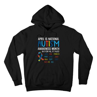 April National Autism Awareness Month Ribbon Men Women Hoodie