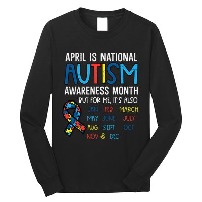 April National Autism Awareness Month Ribbon Men Women Long Sleeve Shirt