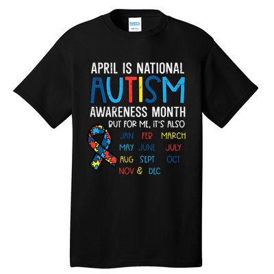 April National Autism Awareness Month Ribbon Men Women Tall T-Shirt