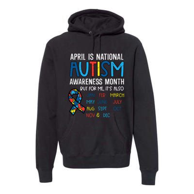 April National Autism Awareness Month Ribbon Men Women Premium Hoodie