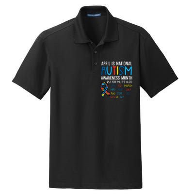 April National Autism Awareness Month Ribbon Men Women Dry Zone Grid Polo