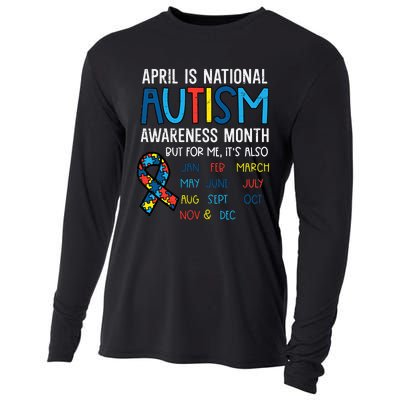 April National Autism Awareness Month Ribbon Men Women Cooling Performance Long Sleeve Crew