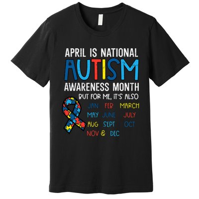 April National Autism Awareness Month Ribbon Men Women Premium T-Shirt