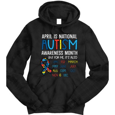 April National Autism Awareness Month Ribbon Men Women Tie Dye Hoodie