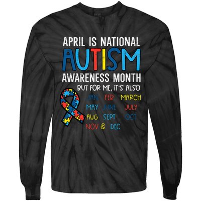 April National Autism Awareness Month Ribbon Men Women Tie-Dye Long Sleeve Shirt