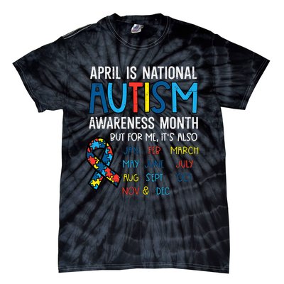 April National Autism Awareness Month Ribbon Men Women Tie-Dye T-Shirt