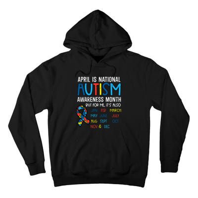 April National Autism Awareness Month Ribbon Men Women Tall Hoodie