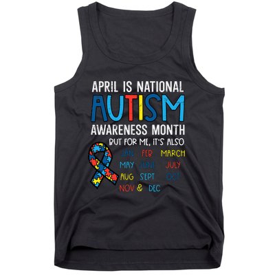 April National Autism Awareness Month Ribbon Men Women Tank Top