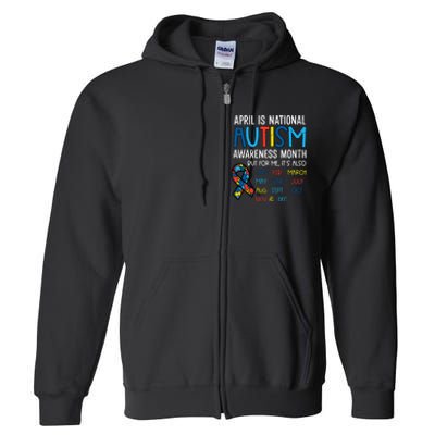 April National Autism Awareness Month Ribbon Men Women Full Zip Hoodie