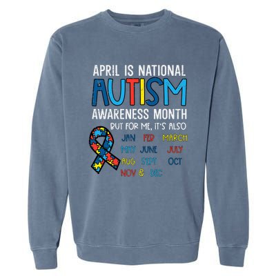 April National Autism Awareness Month Ribbon Men Women Garment-Dyed Sweatshirt