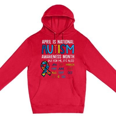 April National Autism Awareness Month Ribbon Men Women Premium Pullover Hoodie