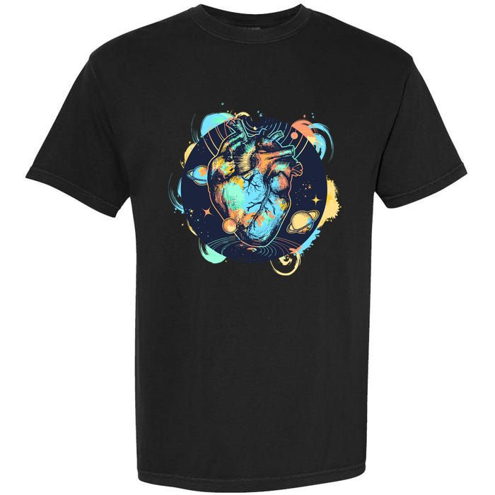 Anatomic Heart Among Galaxies and Planets Garment-Dyed Heavyweight T-Shirt