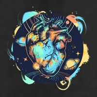 Anatomic Heart Among Galaxies and Planets Garment-Dyed Heavyweight T-Shirt