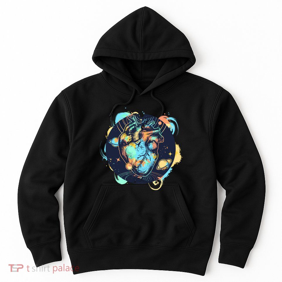 Anatomic Heart Among Galaxies and Planets Hoodie