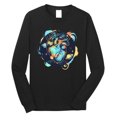 Anatomic Heart Among Galaxies and Planets Long Sleeve Shirt