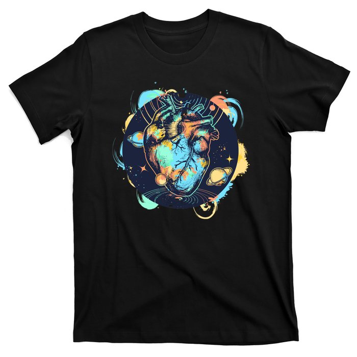 Anatomic Heart Among Galaxies and Planets T-Shirt