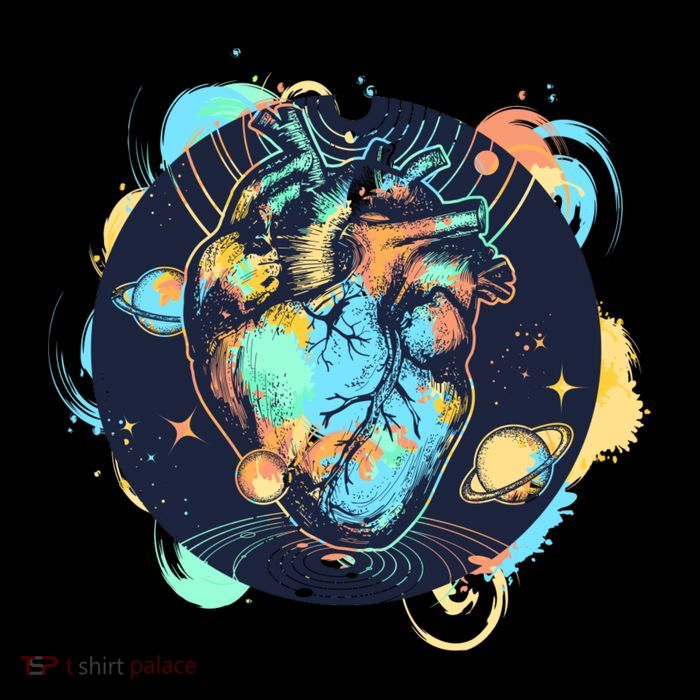 Anatomic Heart Among Galaxies and Planets Sustainable Bucket Hat