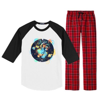 Anatomic Heart Among Galaxies and Planets Raglan Sleeve Pajama Set