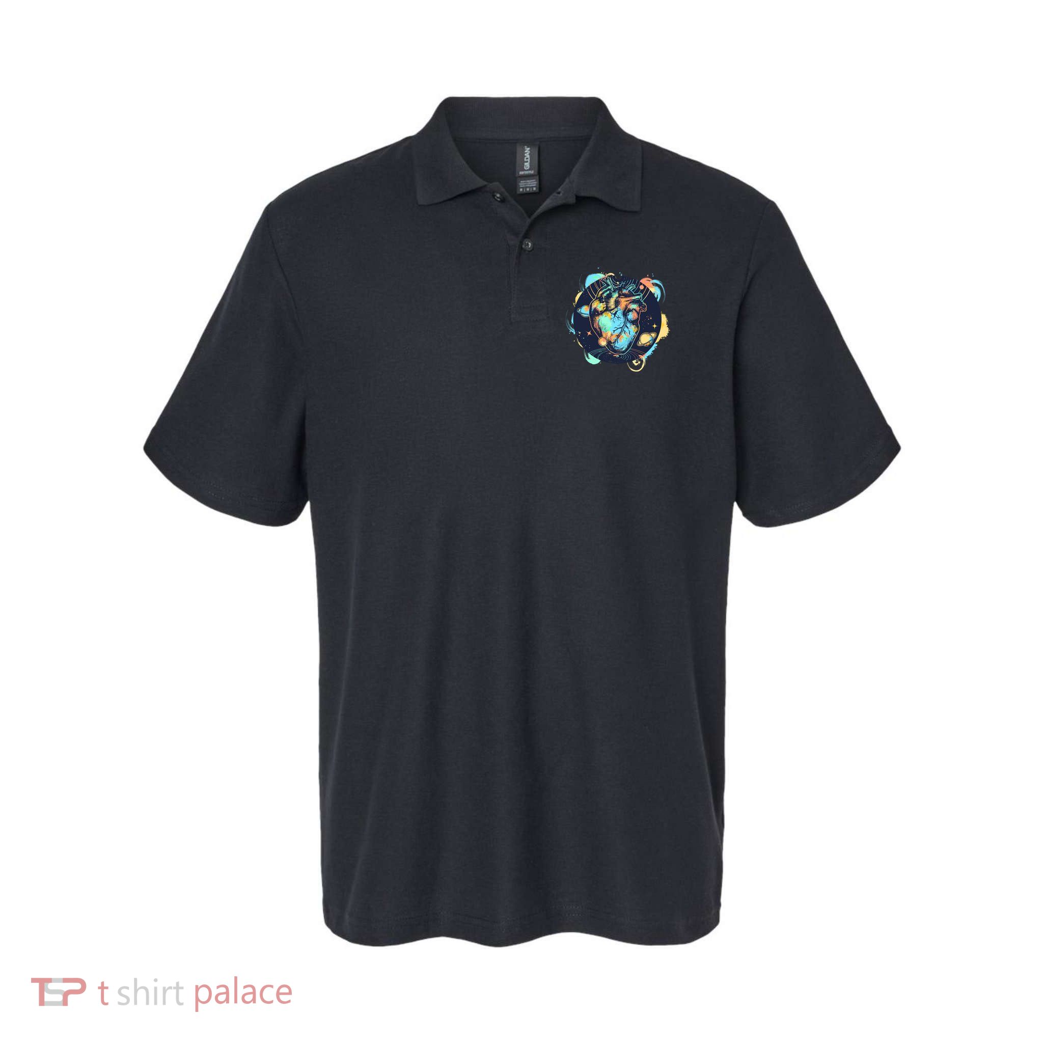 Anatomic Heart Among Galaxies and Planets Softstyle Adult Sport Polo