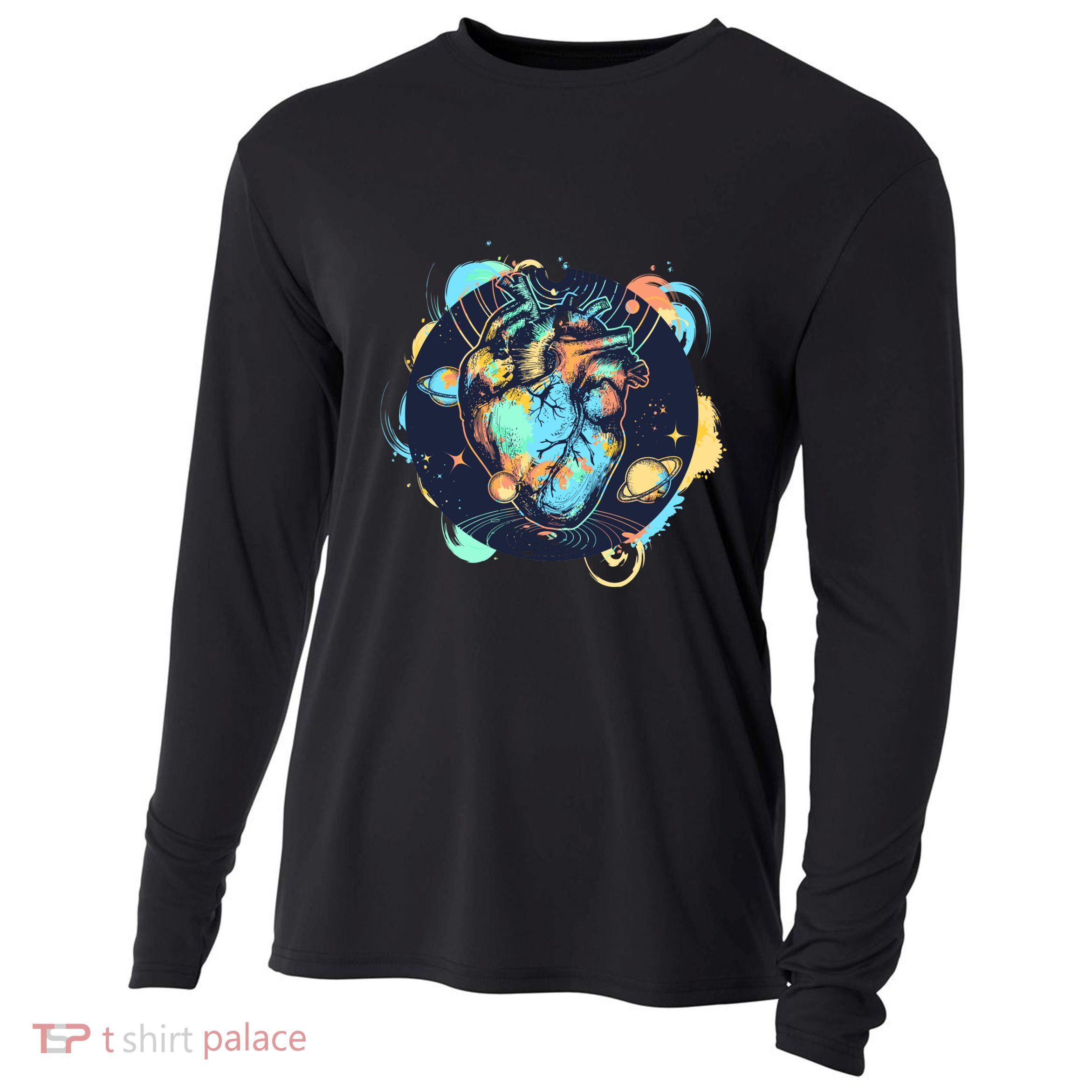 Anatomic Heart Among Galaxies and Planets Cooling Performance Long Sleeve Crew