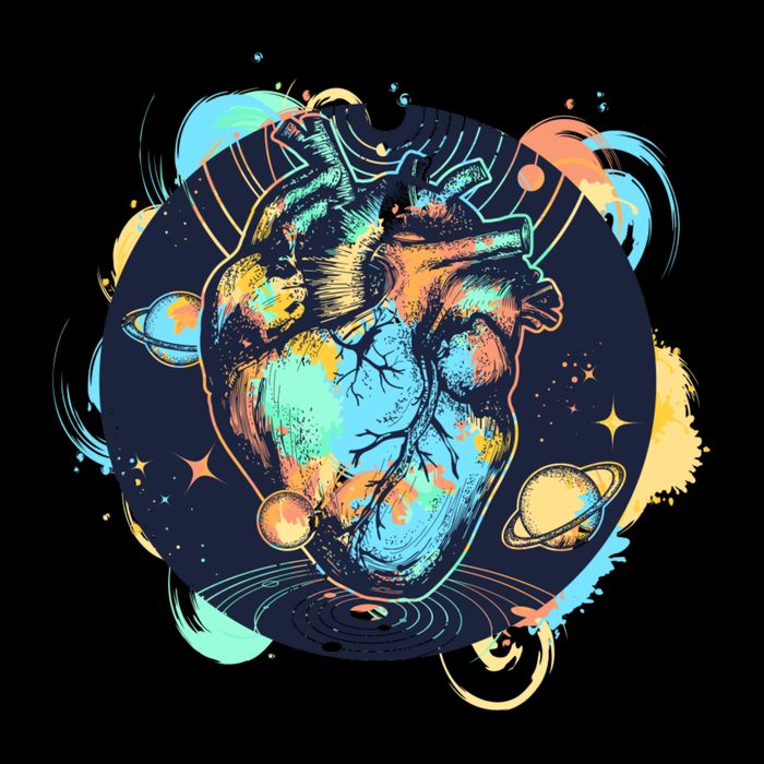 Anatomic Heart Among Galaxies and Planets Premium T-Shirt