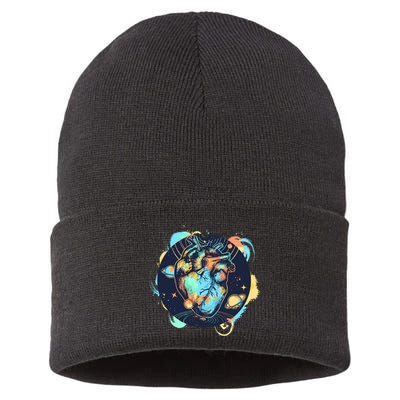 Anatomic Heart Among Galaxies and Planets Sustainable Knit Beanie