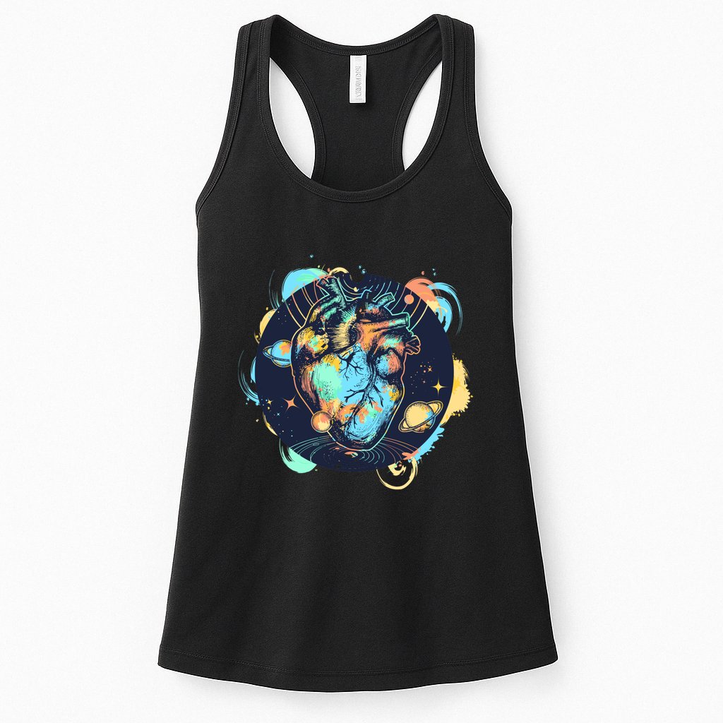 Anatomic Heart Among Galaxies and Planets Womens Tank Top