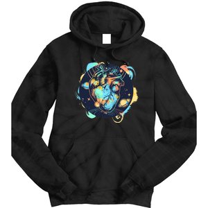 Anatomic Heart Among Galaxies and Planets Tie Dye Hoodie