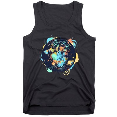 Anatomic Heart Among Galaxies and Planets Tank Top