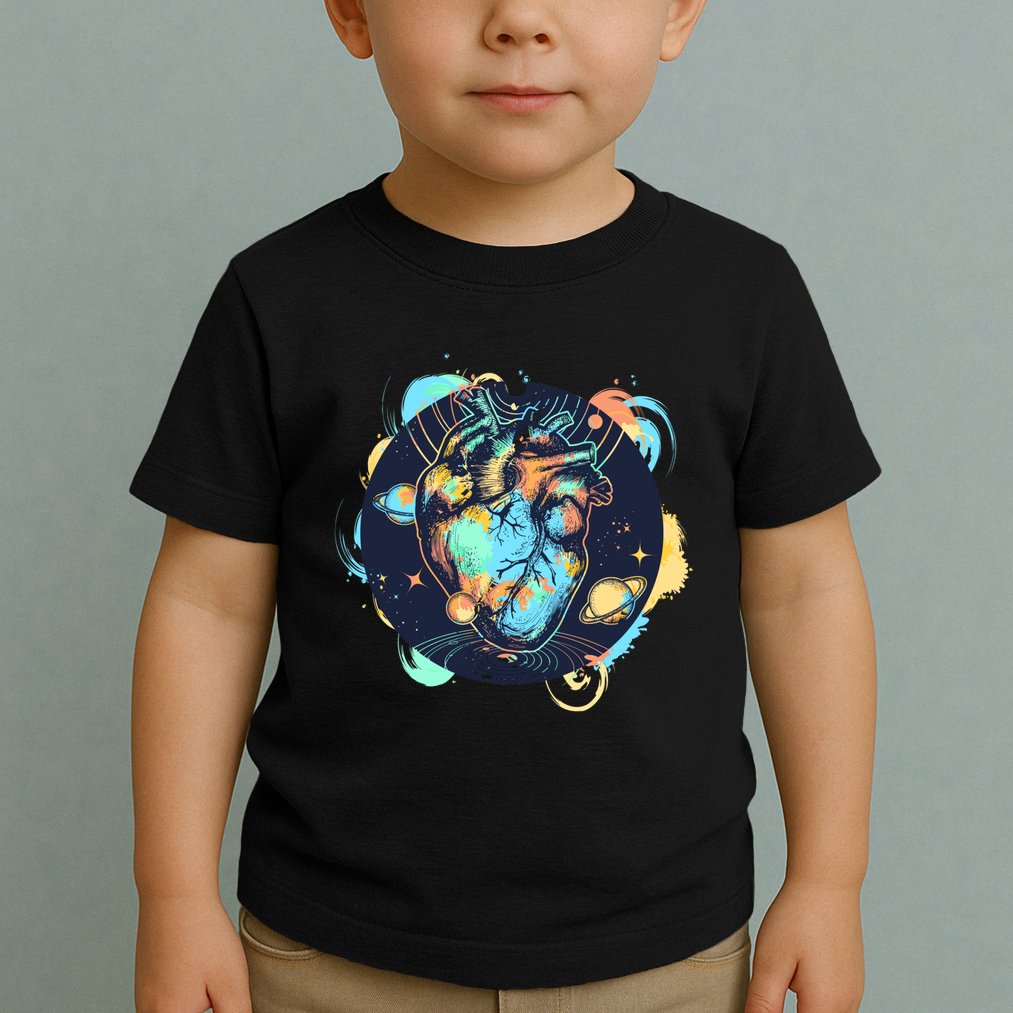 Anatomic Heart Among Galaxies and Planets Toddler T-Shirt