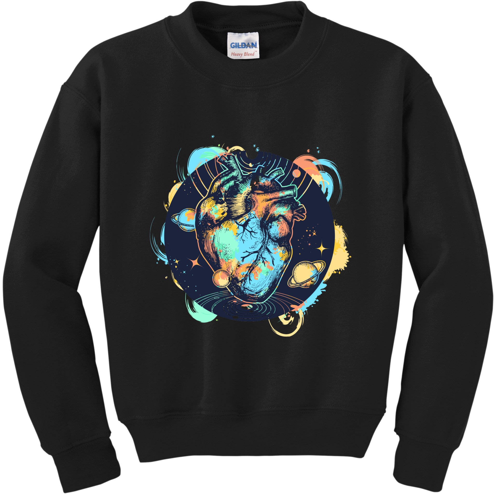 Anatomic Heart Among Galaxies and Planets Kids Sweatshirt