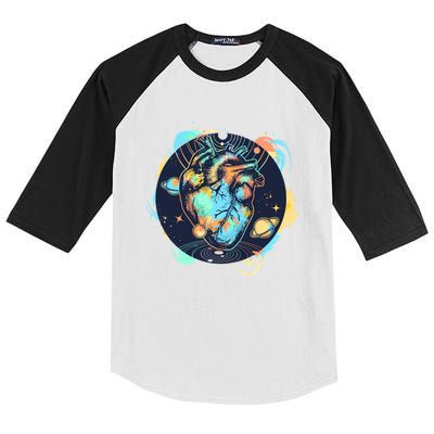 Anatomic Heart Among Galaxies and Planets Kids Colorblock Raglan Jersey