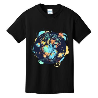 Anatomic Heart Among Galaxies and Planets Kids T-Shirt