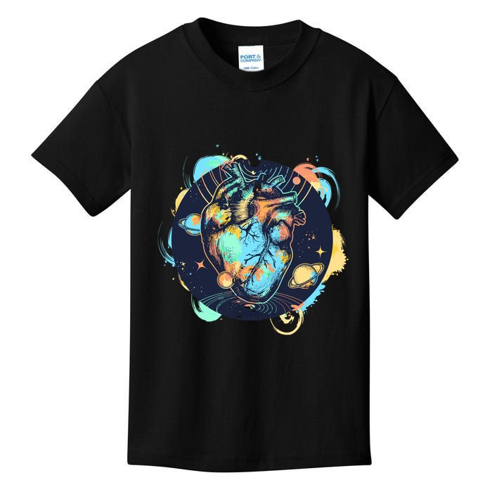 Anatomic Heart Among Galaxies and Planets Kids T-Shirt