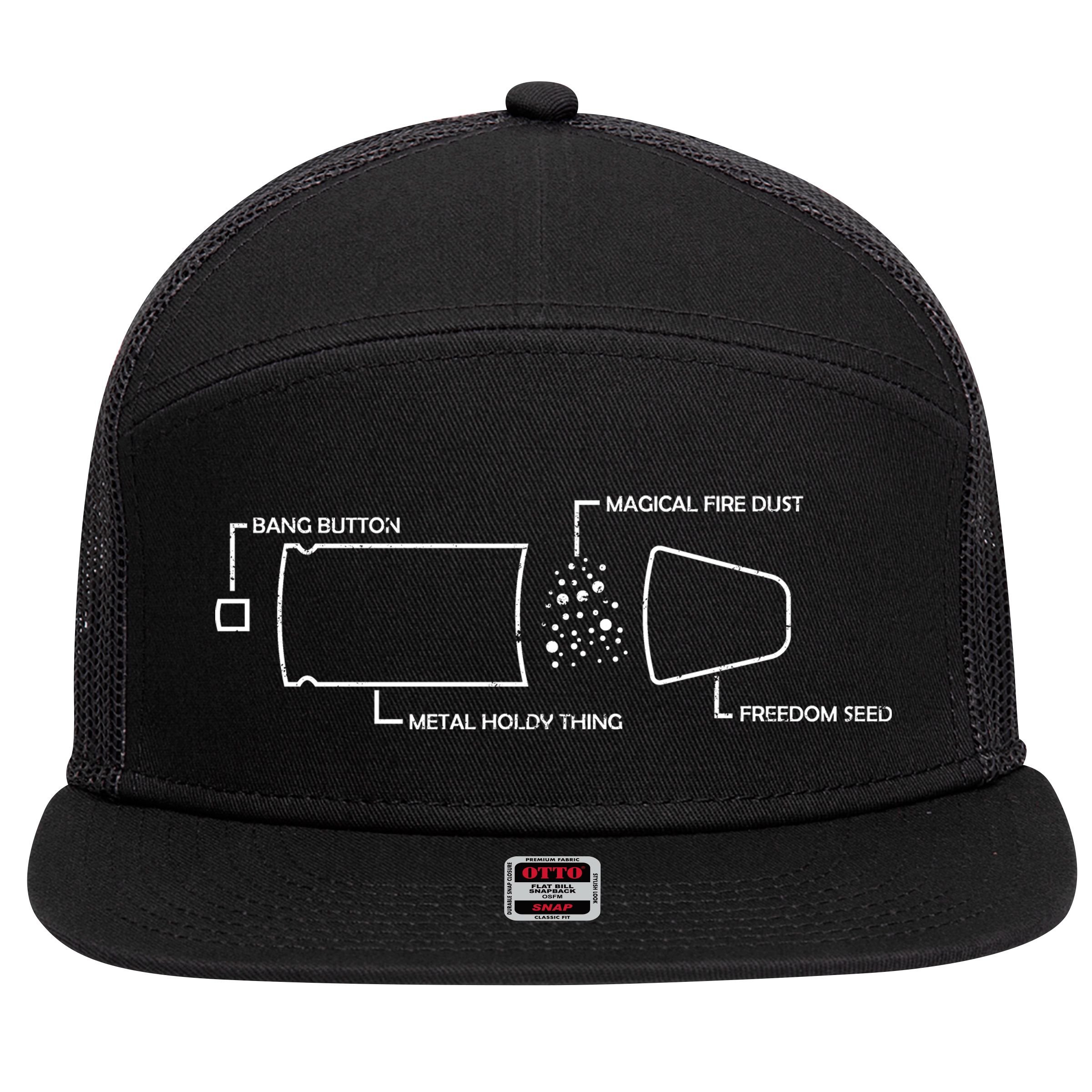 Anatomy of a Pew Bullet 7 Panel Mesh Trucker Snapback Hat