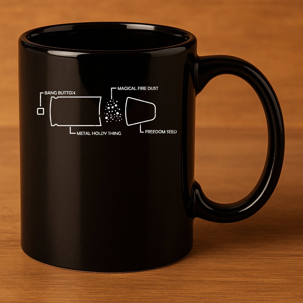 Anatomy of a Pew Bullet 11oz C Handle Ceramic Mug