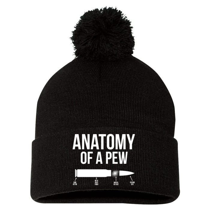 Anatomy Of A Pew Funny Bullet Pro Guns Pom Pom 12in Knit Beanie