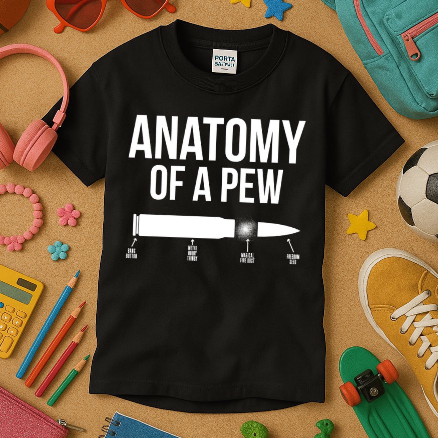 Anatomy Of A Pew Funny Bullet Pro Guns Kids T-Shirt