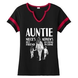 Auntie Nieces Best Friend Nephews Best Partner In Crime Meaningful Gift Ladies Halftime Notch Neck Tee