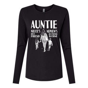 Auntie Nieces Best Friend Nephews Best Partner In Crime Meaningful Gift Womens Cotton Relaxed Long Sleeve T-Shirt