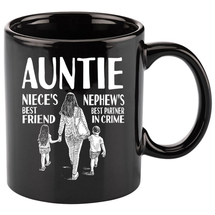 Auntie Nieces Best Friend Nephews Best Partner In Crime Meaningful Gift 11oz C Handle Ceramic Mug