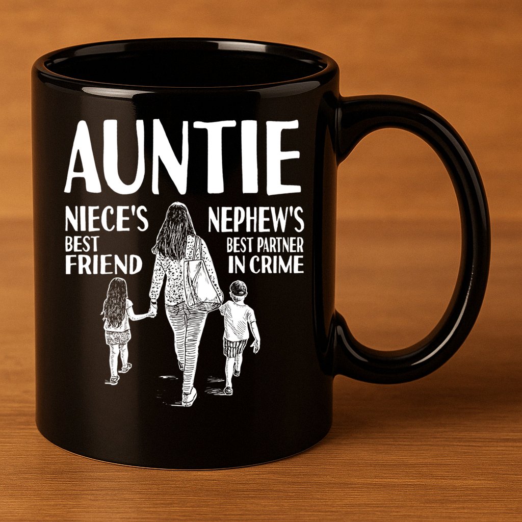 Auntie Nieces Best Friend Nephews Best Partner In Crime Meaningful Gift 11oz C Handle Ceramic Mug