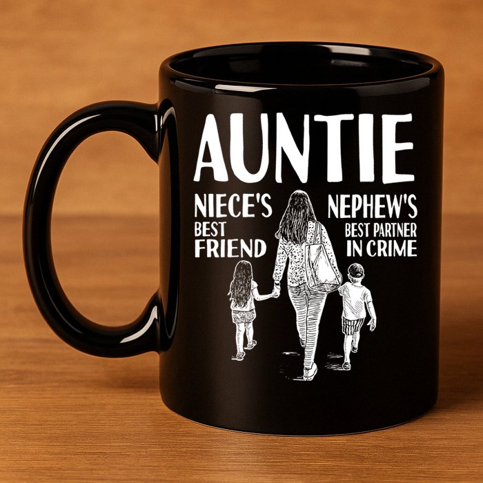 Auntie Nieces Best Friend Nephews Best Partner In Crime Meaningful Gift 11oz C Handle Ceramic Mug