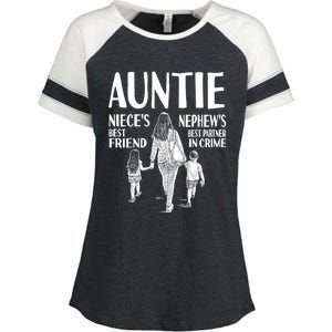 Auntie Nieces Best Friend Nephews Best Partner In Crime Meaningful Gift Enza Ladies Jersey Colorblock Tee