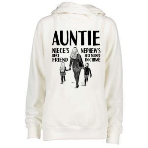 Auntie Nieces Best Friend Nephews Best Partner In Crime Meaningful Gift Womens Funnel Neck Pullover Hood