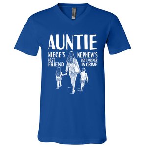 Auntie Nieces Best Friend Nephews Best Partner In Crime Meaningful Gift V-Neck T-Shirt