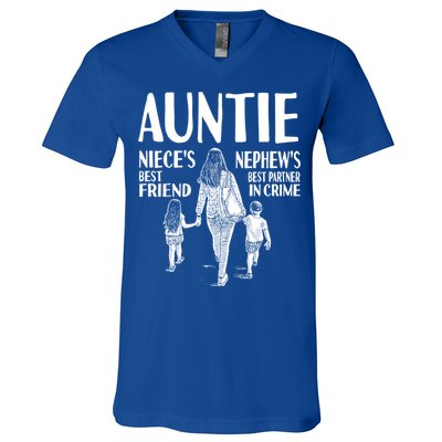 Auntie Nieces Best Friend Nephews Best Partner In Crime Meaningful Gift V-Neck T-Shirt