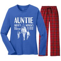 Auntie Nieces Best Friend Nephews Best Partner In Crime Meaningful Gift Women's Long Sleeve Flannel Pajama Set 