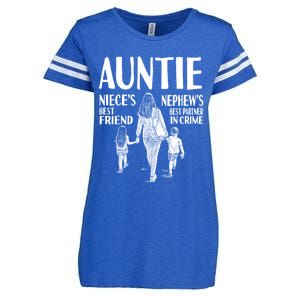 Auntie Nieces Best Friend Nephews Best Partner In Crime Meaningful Gift Enza Ladies Jersey Football T-Shirt