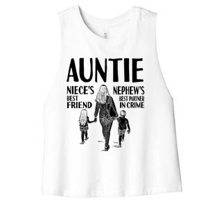 Auntie Nieces Best Friend Nephews Best Partner In Crime Meaningful Gift Women's Racerback Cropped Tank